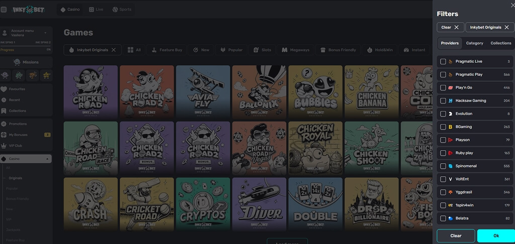 InkyBet Casino Game Providers